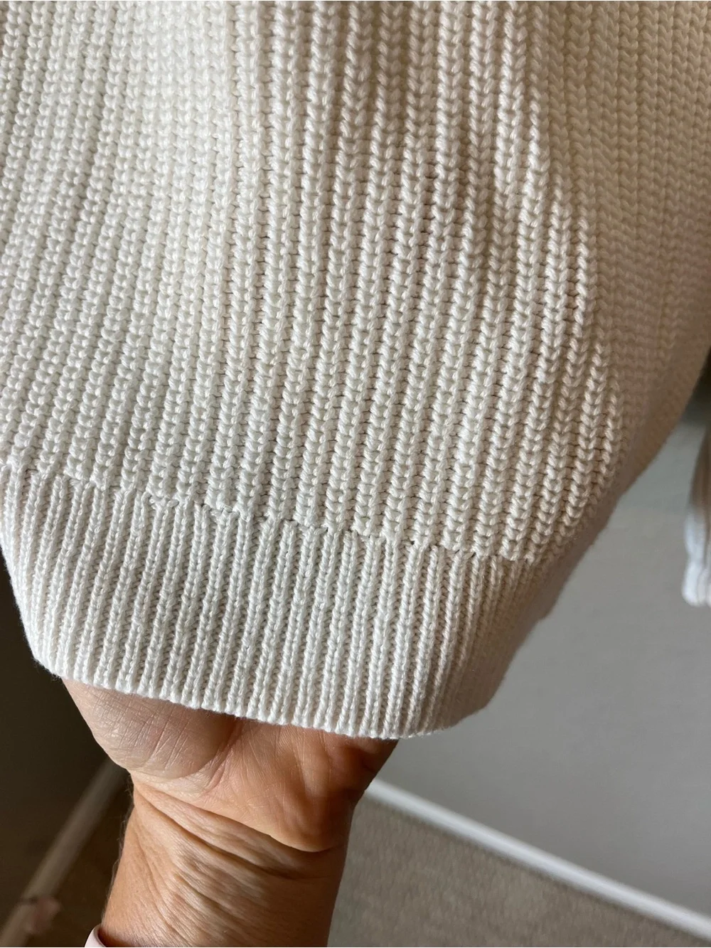 J.Crew M Ivory Cotton Cashmere Ribbed Crewneck Sweater Quiet Luxury Fall Winter